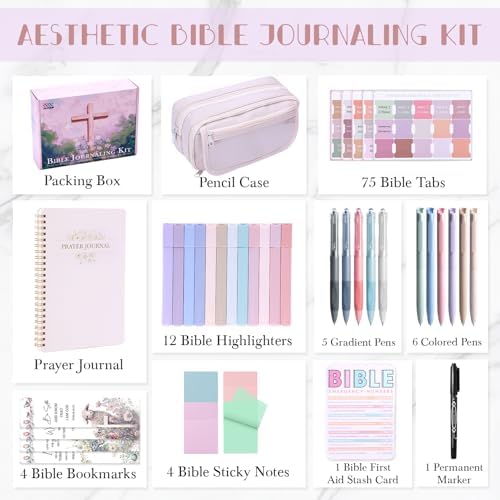 XKDOUS 40 Bible Study Kit, Journaling Supplies for Women with Case, Beige - Image 7