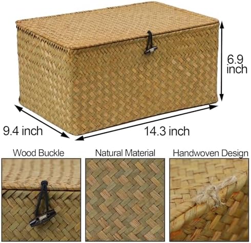 Seagrass Wicker Storage Basket with Lid, X-Large, Natural - Image 3