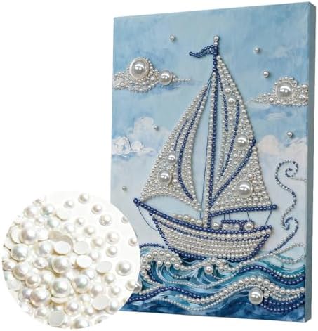 LQCrafK DIY Pearl Art Painting Handcraft Kit for Adults Beginners, Creative Design, Healing Stress-Relieving Home Wall Decoration, with Framed Painting and Tools-Sailboat-1 by LQCrafK