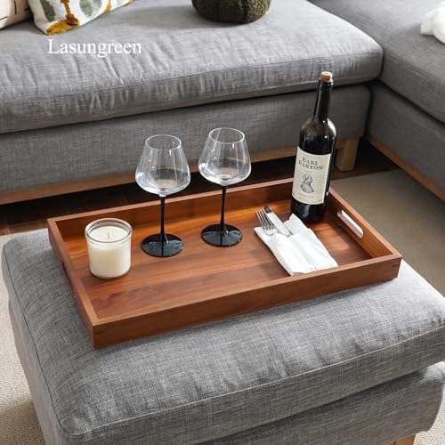 23 Inches Large Acacia Wood Serving Tray,Wood Tray for Kitchen Island Dining Table Wine,Bedside Tray(Light Brown, 23" x 13") - Image 6