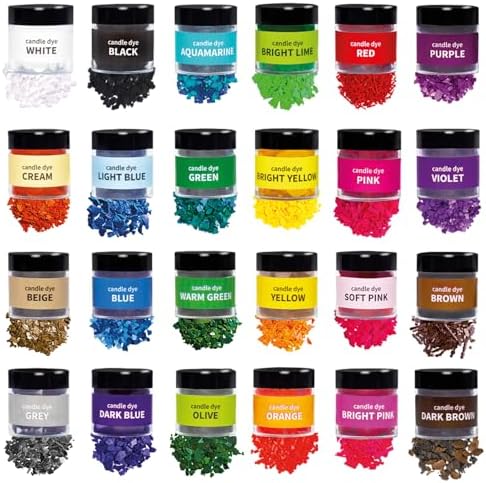Candle Wax Dye for Soy Candle Making - 24 Color Chips in Jars by ALEXES