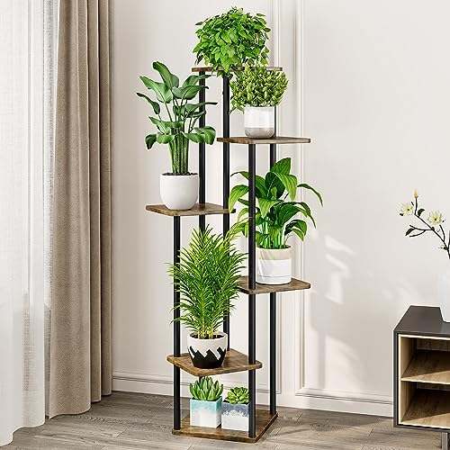 AZERPIAN 6 Tier Tall Plant Stand Indoor Corner Tiered Shelf Metal MDF Board - Image 2