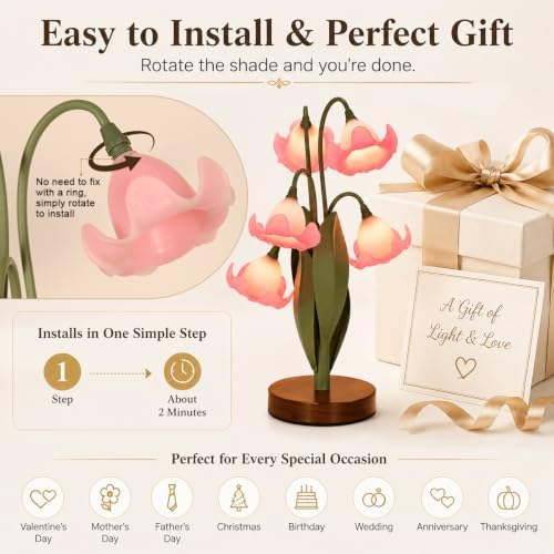 Flower Table Lamp for Bedroom, LED Cute Reading Light - Image 2