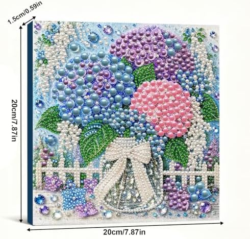 DIY Pearl Painting Kit for Adults, Hydrangea Flower Gem Art with Wood Frame, 20x20cm Pearl Diamond Craft, Floral Wall Decor Gift for Women, Beginners Relaxing Hobby Kit - Image 4