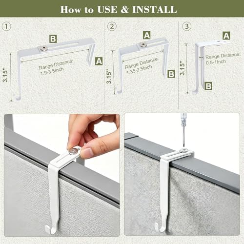2 Tier Cubicle Shelf with Hooks, Wooden Hanging Organizer for Office - Image 4