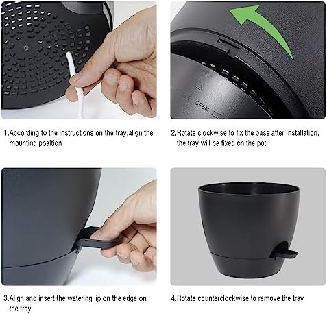 UOUZ Large Self Watering Pots, 12/10/9 Plastic Planters with High Drainage Holes and Deep Reservoir for Indoor Outdoor Garden Plants and Flowers, Black - Image 4