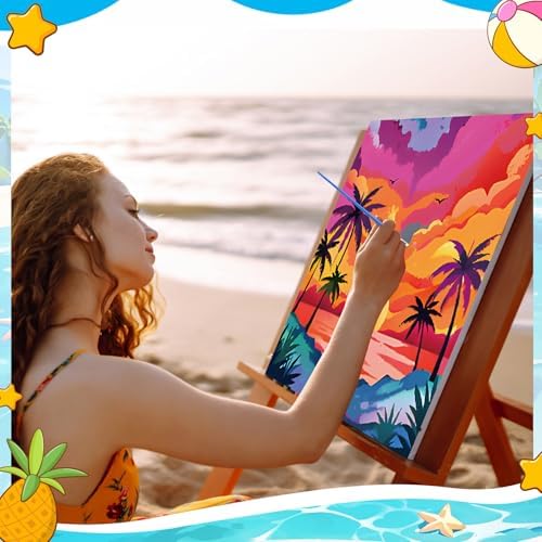 Zhanmai 20 Set Pre Drawn Canvas Painting Kit, Summer Color - Image 4