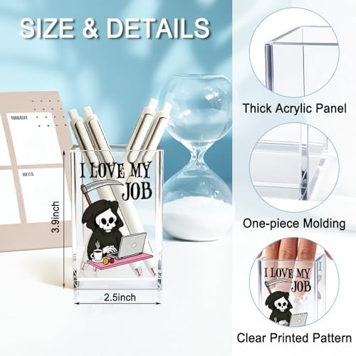 I Love My Job Acrylic Makeup Brush Pencil Holder Cup for Coworker - Image 2