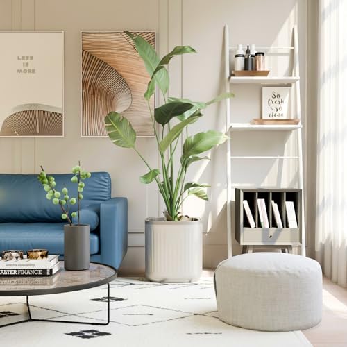 15 Inch Self-Watering Planter for Indoor Plants – Large Modern Plant Pot with Built-In Water Reservoir, Ideal for Monstera, Fiddle Leaf Fig, Palms & Peace Lily, Without Trellis (1, Cream White) by Unknown