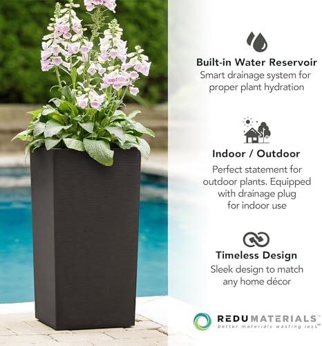 Tierra Verde Citadel Horizon Self-Watering Square Planter, Black, 13.5"x26" - Image 6