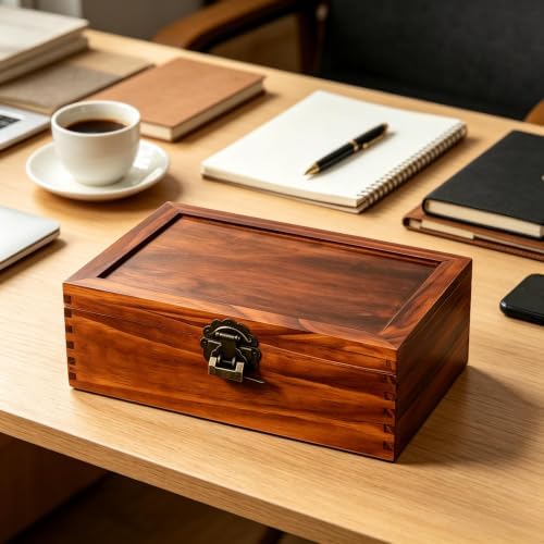 Solid Wood Desktop Organizer 1-Drawer Stackable Storage Box - Image 2