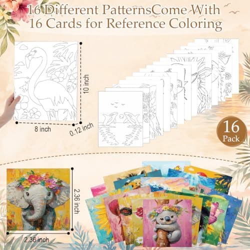 Amazingspark 16 Pcs Pre Drawn Canvas to Paint for Adults Flower Animal - Image 3