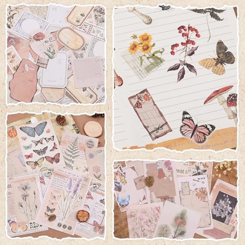 Huoberr Vintage Scrapbook Supplies Pack (200 Pieces) for Junk Journal Bullet Journals Planners Botanical Paper Stickers Craft Kits Aesthetic Cottagecore Collage Album - Image 5