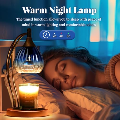 Candle Warmer Lamp with Timer Dimmer - Electric Candle Warmer Light Wax Warmer for Jar Candles - Candle Lamp Warmer Unique Gifts for Women Mom House Warming Gifts New Home Decor Sapphire Gradient - Image 4