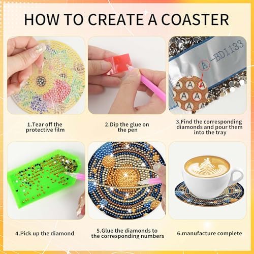 Mystical Moon Diamond Art Coasters, Diamond Painting Coaster Kit for Adults - Image 3