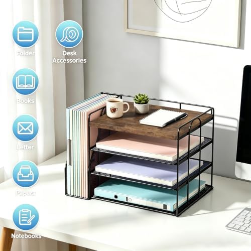 gianotter 4-Tier Wood Paper Organizer With Magazine Holder - Image 5