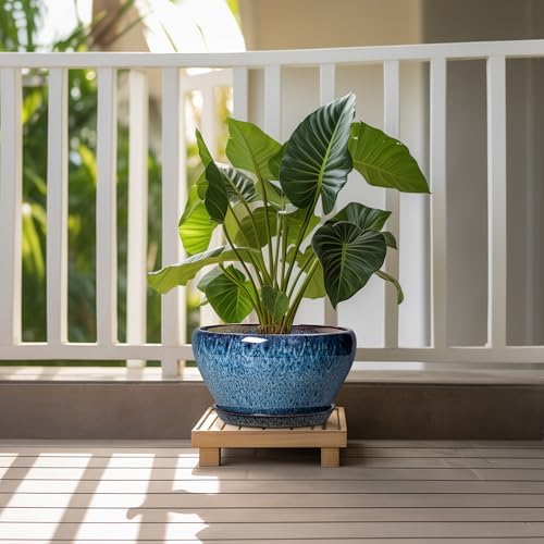 Ceramicfor Ceramic Planter 11 Inch - Ceramic Pots for Plants Indoor Outdoor, Large Plant Pot with Drainage Hole and Saucer, Decorative Round Planter, Plant Lover Gifts, Garden Decor, Blue - Image 7