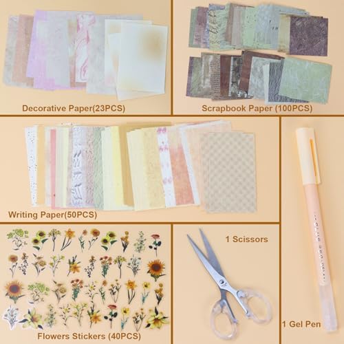 Koqye 215PCS Scrapbook Paper Pack & Junk Journal Kit (Tangerine Dream) - Image 2
