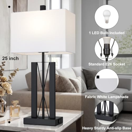 Lolikit 25" Modern Table Lamp for Living Room,Bedside Lamp for Bedroom - Image 2