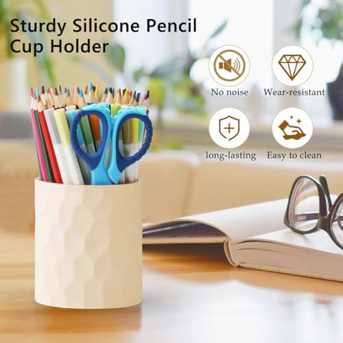 Pencil Pen Holders For Desk, Nordic Style Sturdy Silicone Pen Organizer, Makeup Art Supply Cup holder, Cute Desk 0rganizer Accessories Decor For Office, School ,Home, Medium-sized(Grey) - Image 2