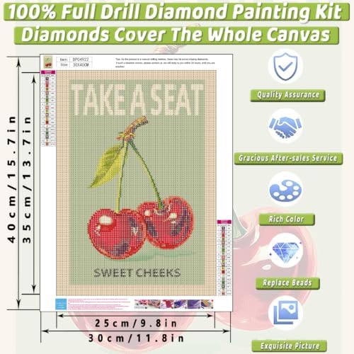 Pink Fruit Diamond Art Kits for Adults Cherry Diamond Painting Kit Beginner - Image 4