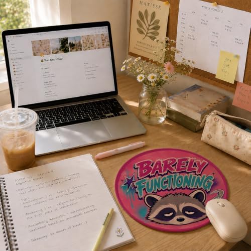 Funny Raccoon Round Mouse Pad, Saracatic Y2K Office Desk Decor - Image 2