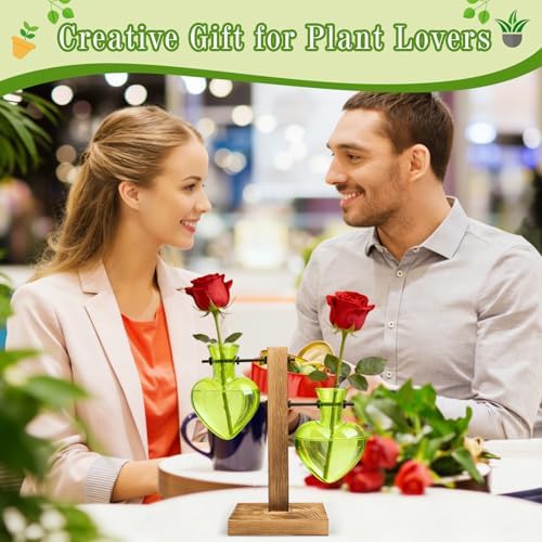 XXXFLOWER Plant Propagation Station Terrarium 2 Green Heart Shaped Vase - Image 3