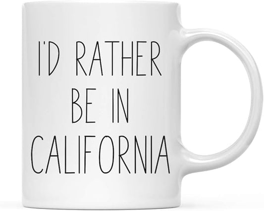 Andaz Press U.S. State 11oz. Coffee Mug Gift, I'd Rather Be in California, 1-Pack, Long Distance College Going Away Study Abroad Birthday Christmas Gifts