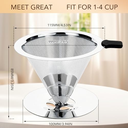 Premium Pour Over Coffee Dripper with Reusable Stainless Steel Filter – Portable, Easy Clean Coffee Maker for Single Cup Brewing – Ideal for Home, Office, Camping - Image 2