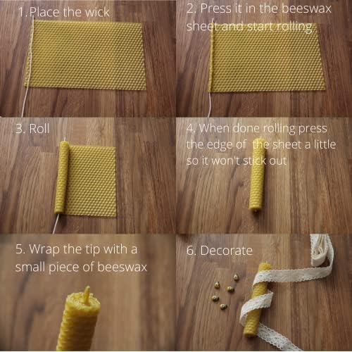 CraftersAvenue Beeswax Candle Making Kit - 16 Beeswax Sheets for Candle Making - Size 5 x 8 in - Make Your Own Rolled Candle - Candle Making Supplies - Yellow - Image 3