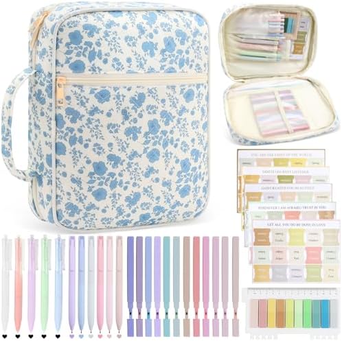 Bible Cover Case for Women, Study Supplies Kit, Highlighters Pens by Lestp
