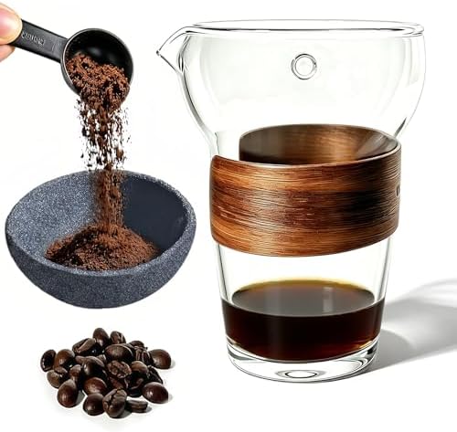Glass Pour Over Coffee Maker Set, Ceramic Drip, No Paper Filters Needed by YINFLEX