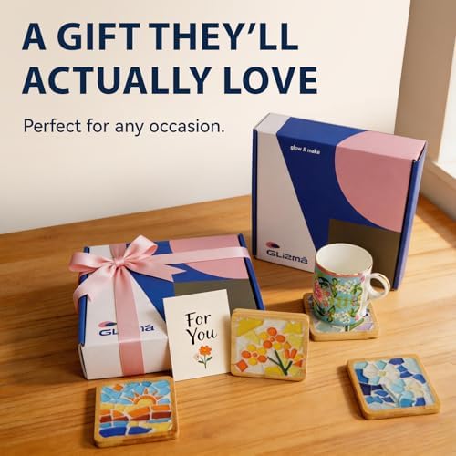 Glizma 6 Sets DIY Acrylic Mosaic Coaster Kit with Floral Patterns, Unique Floral Design Coasters Craft Kit for Adults & Women, Complete Mosaic Coaster Making Kit for Home Decor & Gifts - Image 7