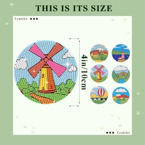 Leatrice 6PCS Diamond Art Coasters Small Diamond Painting Kits for Adults - Image 3
