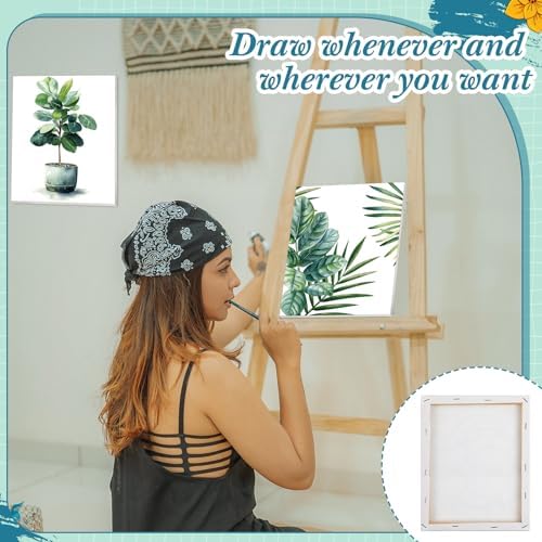 Engrowtic 12 Pcs 8 x 10'' Green Plants Pre Drawn Canvas to Paint Pre Printed Sketched Canvas for Adult Ladies Paint Art Party Favor Board Set for Craft(Classic Style) - Image 5