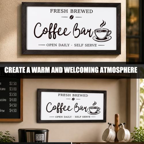 Minimalist Coffee Bar Wooden Sign, Modern Coffees Station Decor for Kitchen Counter, Small Coffee Bar Plaque for Home, Shelf and Countertop Decoration -A01 - Image 6