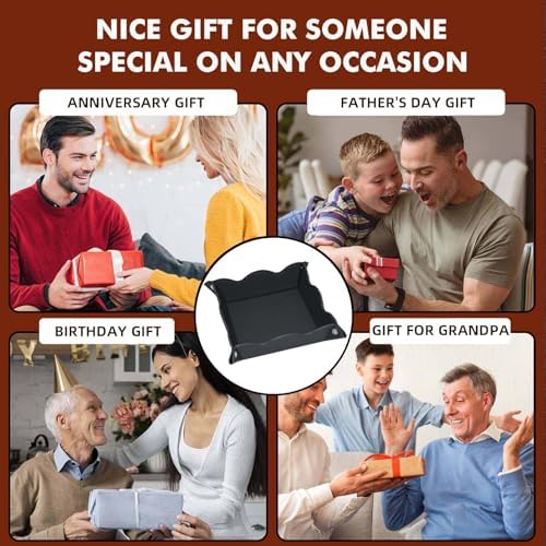 Valet Tray for Men Women - PU Leather Travel Catchall Tray Organizer - Desk Bedside Nightstand Storage Box for Jewelry Key Phone Remote Controller Wallet Watch Glasses Coin Readers -Black - Image 7