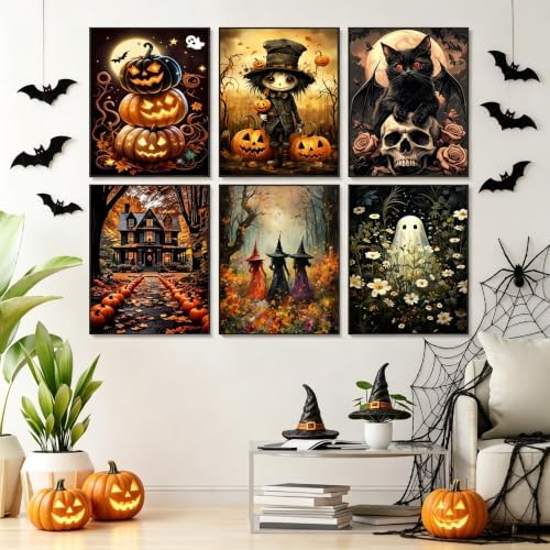 Arttoplus 6 Pack Paint by Numbers Kit for Adults Halloween 12x16 inch - Image 4