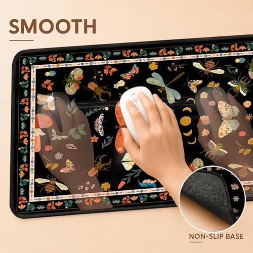 Vintage Butterfly & Botanical Desk Pad, Cottagecore Aesthetic Mouse Pad for Cozy Desk Setup, Decorative Desk Cover for Home Office (Black) - Image 4