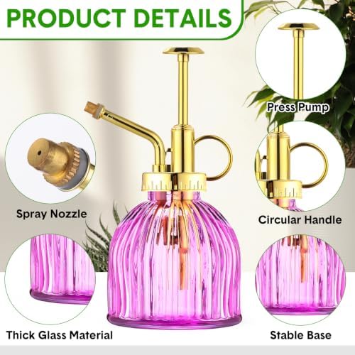 Maxdot 12Pcs Glass Plant Mister Spray Bottle 220ml, Gold Sprayer - Image 4