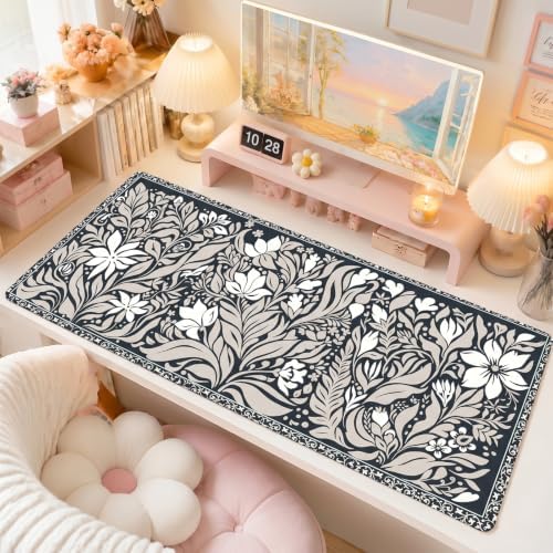 Dark Vintage Botanical Desk Mat, 35.4 x 15.7 Inch XXL Mouse Pad - Image 2