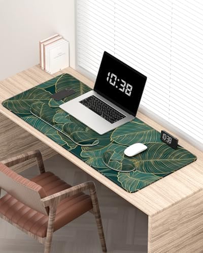 Auhoahsil Large Mouse Pad with Wrist Rests for Keyboard & Mouse, Thick Soft Ergonomic Memory Foam Wrist Supports, Big & Long Desk Mat 35.5 x 15.7 in, for Office Gaming Computer, Tropical Leaf - Image 2