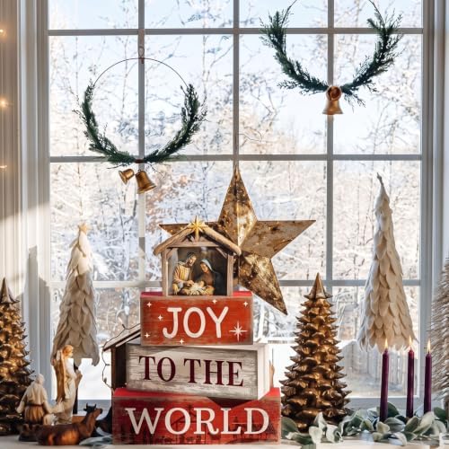 Moucuny 4 Pcs Nativity Christmas Table Decoration for Home Religious Blocks - Image 5