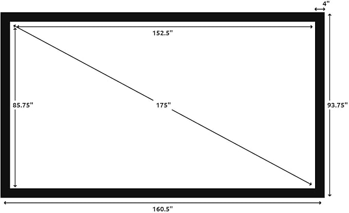 Silver Ticket Products STR Series 6 Piece Home Theater Fixed Frame 4K / 8K Ultra HD, HDTV, HDR & Active 3D Movie Projection Screen, 16:9 Format, 175" Diagonal, White Material STR-169175