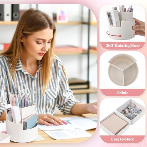 Kosiz 27 Pcs Black White Desk Accessories Gift for Aesthetic Desk Organizer Neutral Office Supplies Pen Holder Stapler Binder Sticky Notes Paper Clips Scissor Staples for Back to School(Fashion) - Image 2