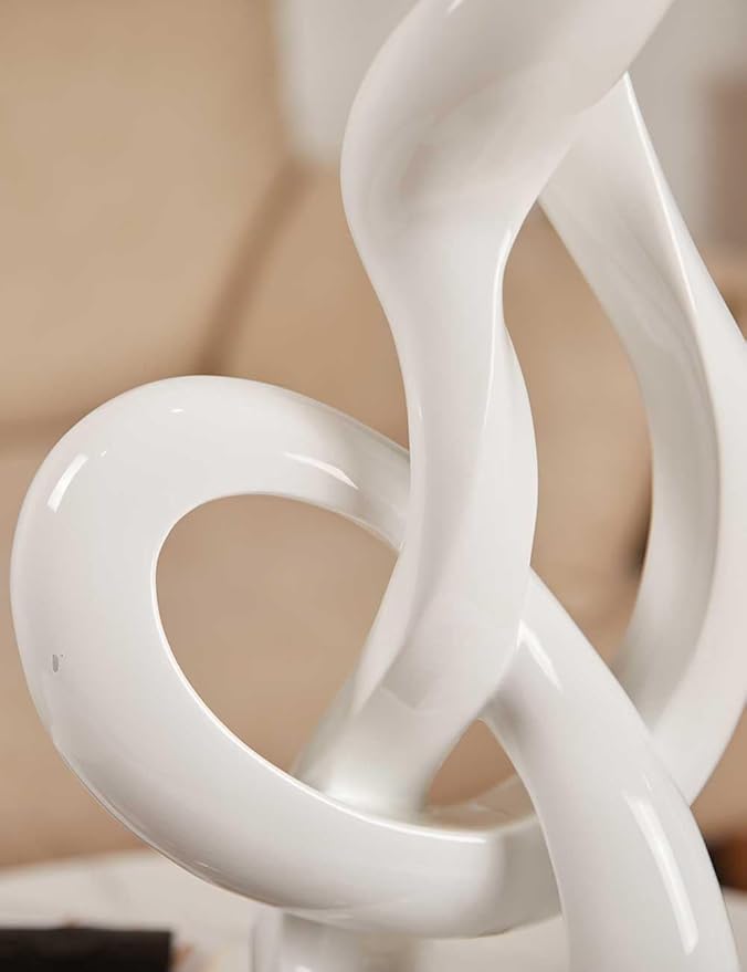 NENBOLEC Sculpture Music Note Decor Modern Statue Gifts Treble Clef Figurine Polyresin Arts White 23 inch