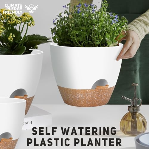YNNICO 12" 10" 9" Large Self Watering Plant Pots for Indoor Outdoor Plants - Image 5