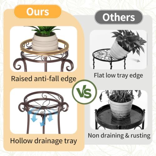 LASZOLA 3 Tiers Metal Corner Plant Stand Tall with Light for Indoor Outdoor - Image 3