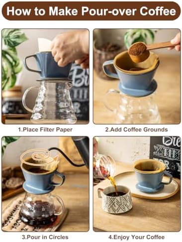 Gomakren Pour Over Coffee Maker Ceramic Coffee Dripper, 3 Hole Cone Brewer - Image 6