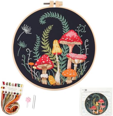 Silentsea Mushroom Embroidery Kit, Beginner Embroidery kit for Adults, Needlepoint Set Funny (Mushroom) by Silentsea